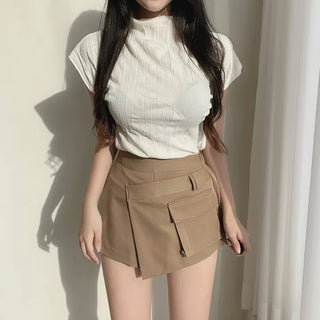 Long Sleeve Square Neck Delicate Puff Stretchy Tee