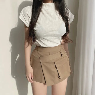 Long Sleeve Square Neck Delicate Puff Stretchy Tee