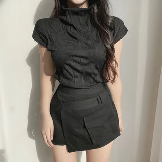 Long Sleeve Square Neck Delicate Puff Stretchy Tee