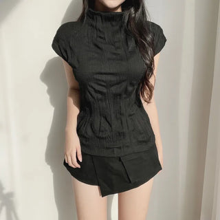 Long Sleeve Square Neck Delicate Puff Stretchy Tee