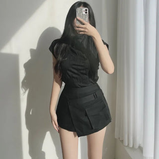 Long Sleeve Square Neck Delicate Puff Stretchy Tee