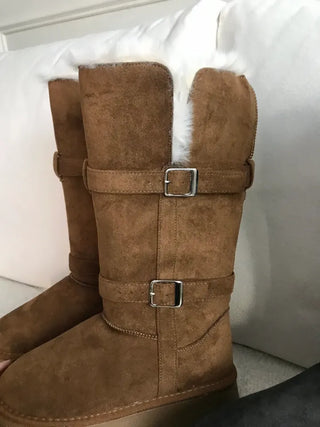 Rooney Ribbon Fur Boots Shoes Two-tone Winter Mid-calf