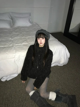 Rooney Ribbon Fur Boots Shoes Two-tone Winter Mid-calf