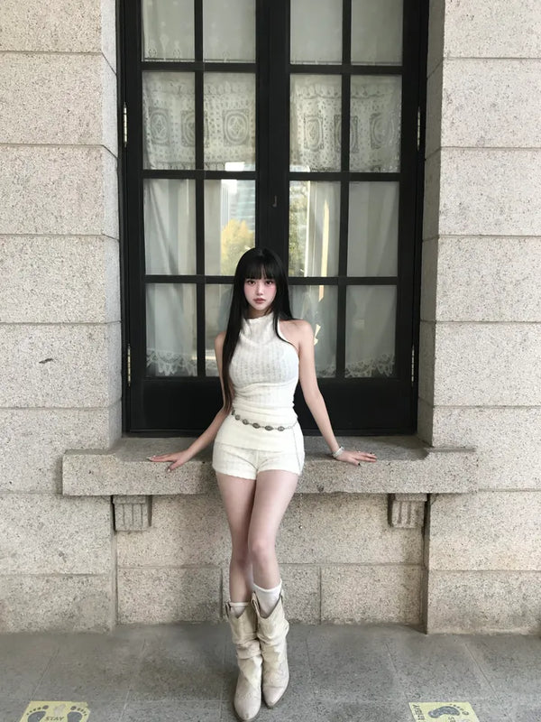 Louis Angora Drape Halterneck Sleeveless Halter Party Look