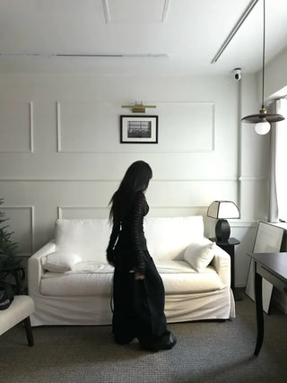 Rabbit Ponytail Tie Off-shoulder Long Sleeve Basic Item