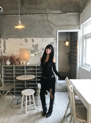 Shirred Halter Neck Sleeveless Off-Shoulder Long Sleeve Tee