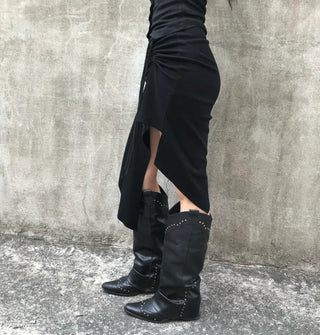 Shirred Halter Neck Sleeveless Off-Shoulder Long Sleeve Tee