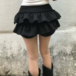 Shirred Asymmetrical Long Skirt Midi Daily Year-End Look