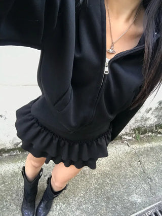 Shirred Asymmetrical Long Skirt Midi Daily Year-End Look