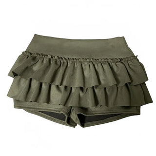 Shirred Asymmetrical Long Skirt Midi Daily Year-End Look
