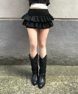 Shirred Asymmetrical Long Skirt Midi Daily Year-End Look