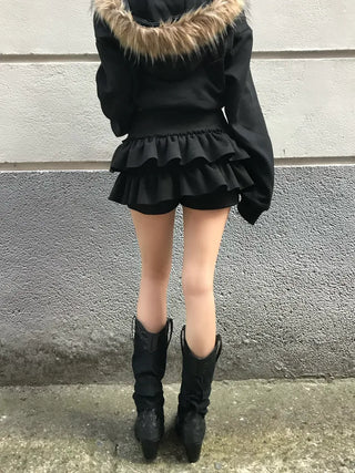 Shirred Asymmetrical Long Skirt Midi Daily Year-End Look