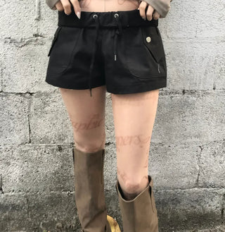 Tiered frill suede skirt-pants skirt mini low-rise daily