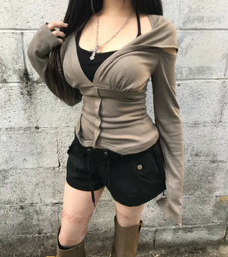 Tiered frill suede skirt-pants skirt mini low-rise daily