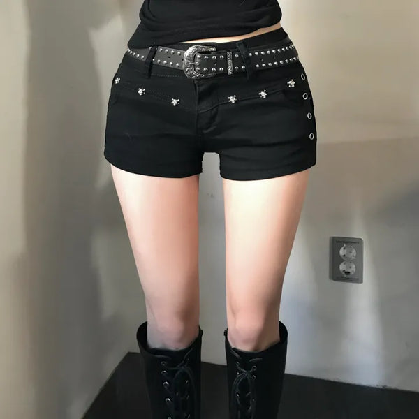 Punk Cross Fur Zip-up Fleece-lined Hoodie Outer Studded