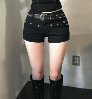 Punk Cross Fur Zip-up Fleece-lined Hoodie Outer Studded