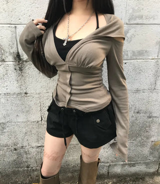 Skull Eyelet Studded Stretch Belt Shorts Hot Pants