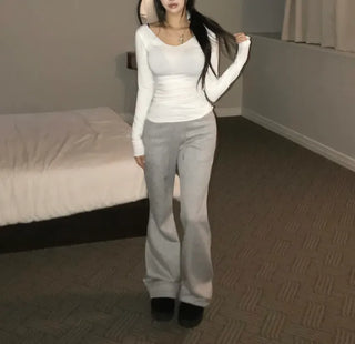 Shoulder Slit V-neck Hoodie Long Sleeve Crop Top