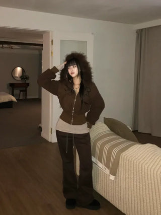 Shoulder Slit V-neck Hoodie Long Sleeve Crop Top
