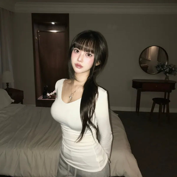 Berry Wool Angora Scarf V-Neck Knit Long Sleeve