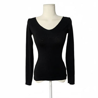 Berry Wool Angora Scarf V-Neck Knit Long Sleeve