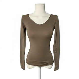 Berry Wool Angora Scarf V-Neck Knit Long Sleeve