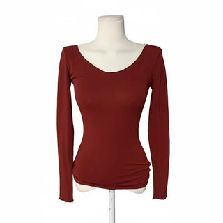 Berry Wool Angora Scarf V-Neck Knit Long Sleeve