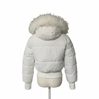 Two-tone Faux Fur Contrast Knit Zip-up Sexy Glam