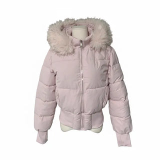 Two-tone Faux Fur Contrast Knit Zip-up Sexy Glam