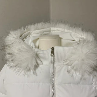 Two-tone Faux Fur Contrast Knit Zip-up Sexy Glam