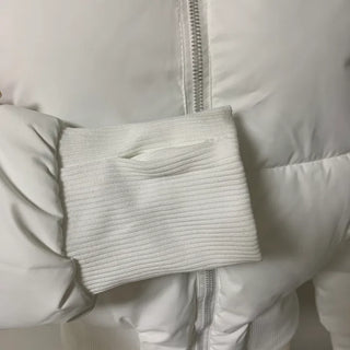 Two-tone Faux Fur Contrast Knit Zip-up Sexy Glam