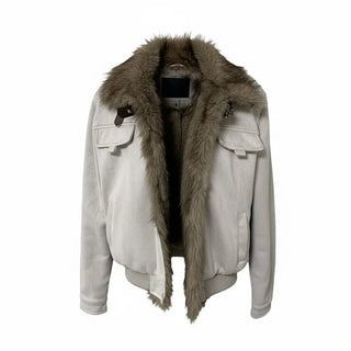 Ari Hand Warmer Fur Hooded Padded Jacket Two-tone