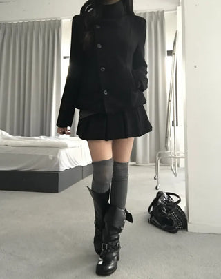 Ellie High-neck Half Slim Short Coat Classic Crop