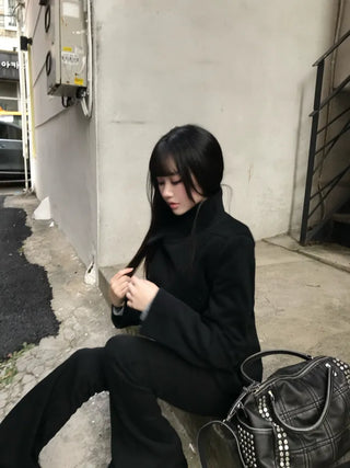 Ellie High-neck Half Slim Short Coat Classic Crop