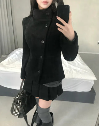 Ellie High-neck Half Slim Short Coat Classic Crop