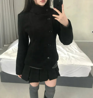 Ellie High-neck Half Slim Short Coat Classic Crop