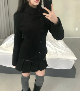 Ellie High-neck Half Slim Short Coat Classic Crop