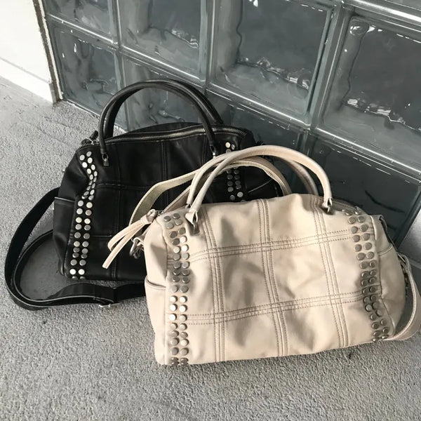 Metallic Vintage Studded Shoulder Bag Crossbody iPad Storage