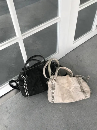 Metallic Vintage Studded Shoulder Bag Crossbody iPad Storage