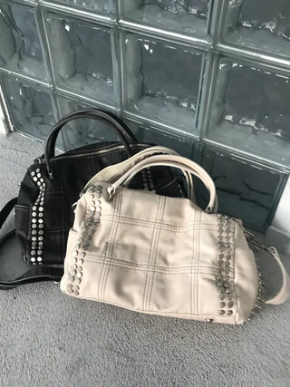 Metallic Vintage Studded Shoulder Bag Crossbody iPad Storage