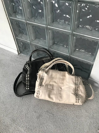 Metallic Vintage Studded Shoulder Bag Crossbody iPad Storage