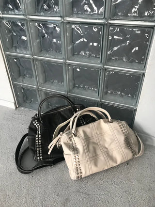 Metallic Vintage Studded Shoulder Bag Crossbody iPad Storage