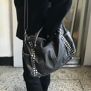Metallic Vintage Studded Shoulder Bag Crossbody iPad Storage