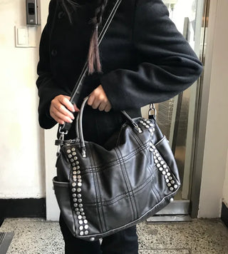 Metallic Vintage Studded Shoulder Bag Crossbody iPad Storage