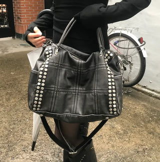 Metallic Vintage Studded Shoulder Bag Crossbody iPad Storage