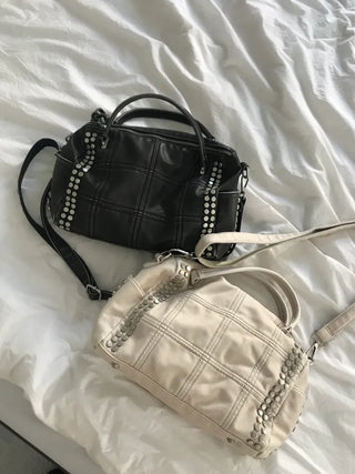 Metallic Vintage Studded Shoulder Bag Crossbody iPad Storage