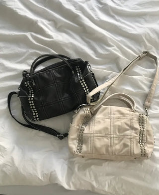 Metallic Vintage Studded Shoulder Bag Crossbody iPad Storage
