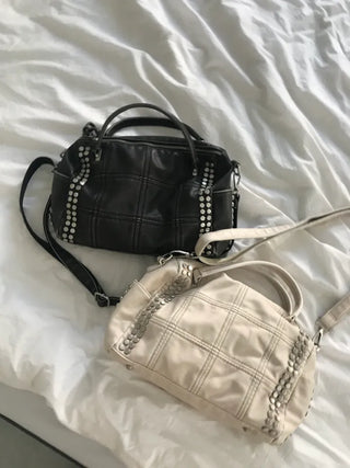 Metallic Vintage Studded Shoulder Bag Crossbody iPad Storage