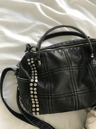 Metallic Vintage Studded Shoulder Bag Crossbody iPad Storage