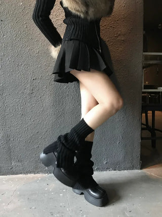 Maru Knit Slit Leg Warmer Shirred Bootcut Lower